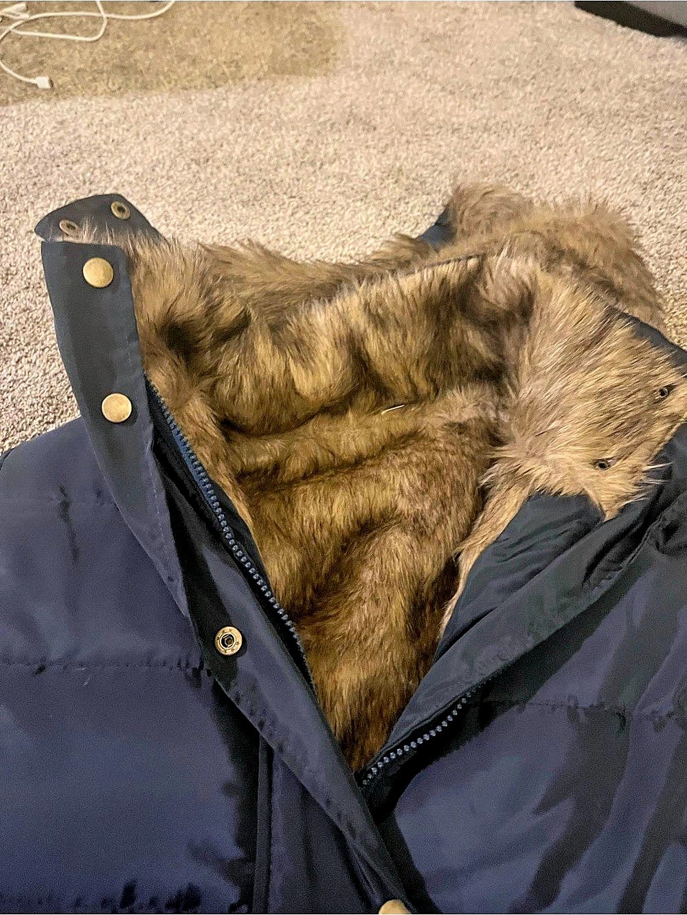 Black Fur-Trim Puffer Jacket Like New